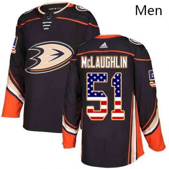 Mens Adidas Anaheim Ducks 51 Blake McLaughlin Authentic Black USA Flag Fashion NHL Jersey